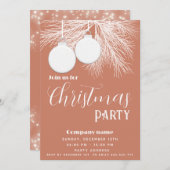 Invitation Boules de Noël des branches de pin blanc (Devant / Derrière)