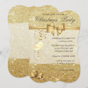 Invitation Boules de Noël Élégantes, Brillantes, Fête de Noël