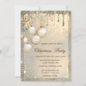 Invitation Boules de Noël élégantes Drips Or Noël (Devant)