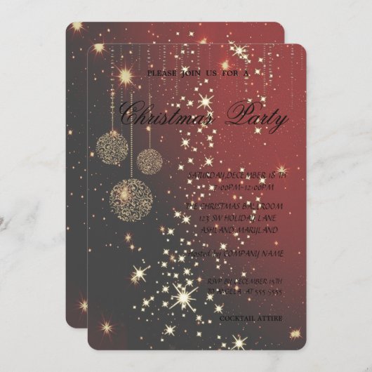 Invitation Boules de Noël élégantes, Fête de Noël (Devant / Derrière)
