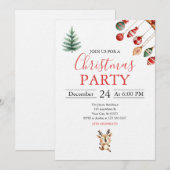 Invitation Boules de Noël et bébé renne joyeux (Devant / Derrière)