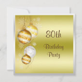 Invitation Boules de Noël & Etoiles 80e Anniversaire (Devant)