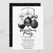 Invitation Boules de Noël, Fête de Noël de neige (Devant / Derrière)