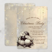 Invitation Boules de Noël, Flammes de neige Poinsettia Noël (Devant / Derrière)