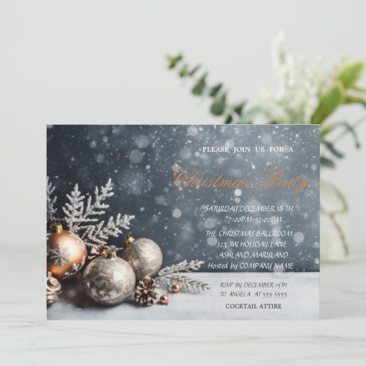 Invitation Boules de Noël Flèches de neige, Compagnie de neig (Debout devant)