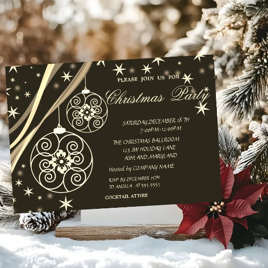 Invitation Boules de Noël Flèches de neige, Entreprise Brown 