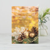 Invitation Boules de Noël Flocon de neige Cônes de pin Noël (Debout devant)