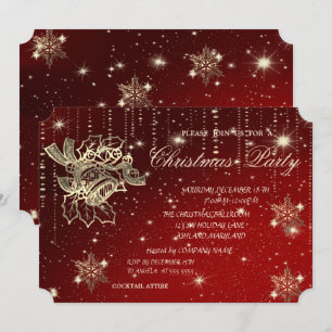 Invitation Boules de Noël,Flocons de neige,Fête de Noël d'ent