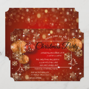 Invitation Boules de Noël, flocons de neige, fête d'entrepris