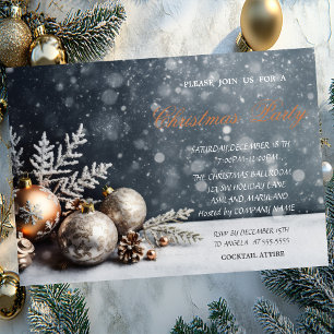 Invitation Boules de Noël Flocons de neige, Société de Noël d