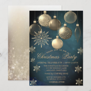 Invitation Boules de Noël, Flocons de Neige Soirée d'entrepri