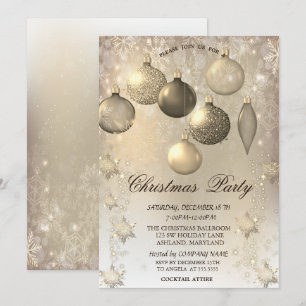 Invitation Boules de Noël Flocons d'Or Fête