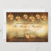 Invitation Boules de Noël Jaune Doré Fête de Noël (Dos)