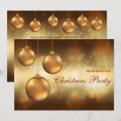Invitation Boules de Noël Jaune Doré Fête de Noël (Devant / Derrière)