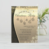Invitation Boules de Noël, Lumières Damas Gold Noël (Debout devant)