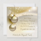 Invitation Boules de Noël or à la fête de Noël or (Dos)