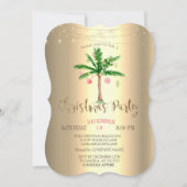 Invitation Boules de Noël Palm, Lumières à cordes Or (Devant)