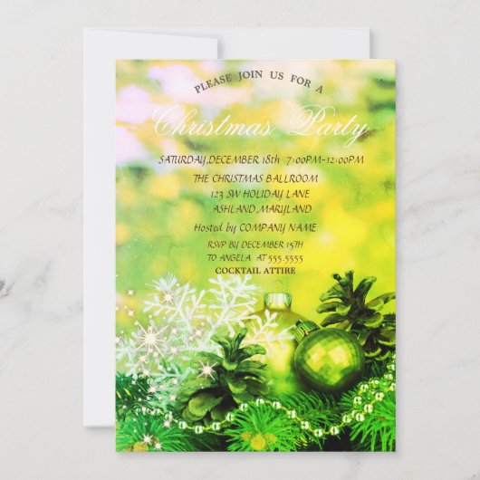 Invitation Boules de Noël Pine de Flèche-neige Cônes vert (Devant)