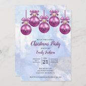 Invitation Boules de Noël roses (Devant / Derrière)