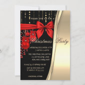 Invitation Boules de Noël, Rouge, Bow, Gold Corporated Party (Devant)