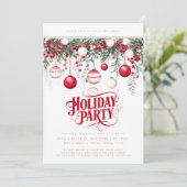 Invitation Boules de Noël Rouges et Blanches Décorations Fête (Debout devant)
