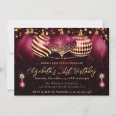 Invitation Boules de Noël rouges et dorées 21e Anniversaire (Devant)
