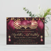 Invitation Boules de Noël rouges et dorées 21e Anniversaire (Debout devant)