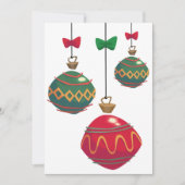 Invitation Boules de Noël Rouges et Vertes Rétro (Devant)
