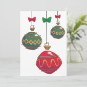 Invitation Boules de Noël Rouges et Vertes Rétro (Debout devant)
