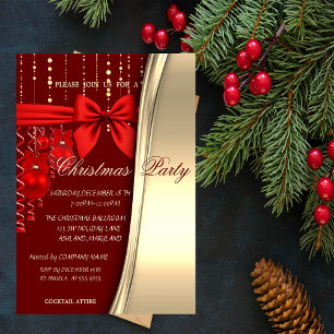 Invitation Boules de Noël,Rouges,Fête de la Société à Cravate