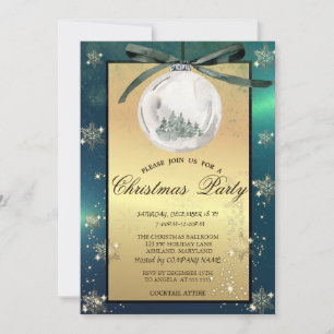 Invitation Boules de Noël, Sapins Flocons de Neige Fête d'ent