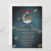 Invitation Boules de Noël sympas, Flocons de neige Fête de No (Devant)