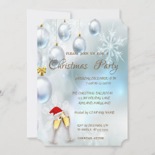 Invitation Boules de Noël,Verre à vin,Fête de Noël d'entrepri