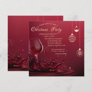 Invitation Boules de Noël,Verre à vin Noël d'entreprise