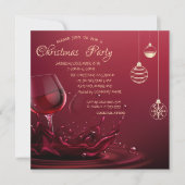 Invitation Boules de Noël, Verre de Vin Entreprise Noël (Devant)