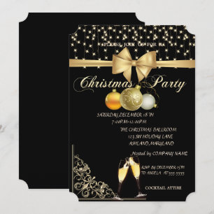 Invitation Boules de Noël, Verre, Soirée de Noël de la sociét