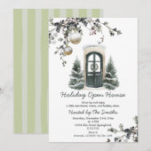 Invitation Boules de Noël vertes d'hiver Maison ouverte pour (Devant / Derrière)