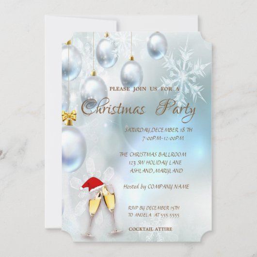 Invitation Boules de Noël, Vignol, Fête de Noël d'entreprise (Devant)