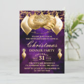 Invitation Boules de Noël Violet et Or (Debout devant)