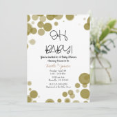 Invitation Boules de points Polka Or & Blanc OH Baby shower (Debout devant)