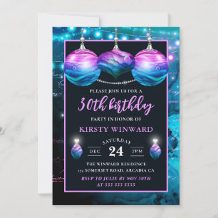 Invitation Boules de sirène bleues et violettes élégantes pou