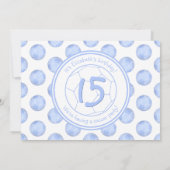 Invitation boules de soccer bleu poussiéreux motif girly anni (Dos)