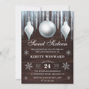 Invitation Boules de verre et flocons de neige pour Sweet Six
