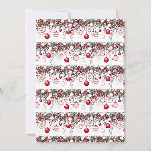 Invitation Boules décoratives rouges et blanches pour fêtes D (Dos)