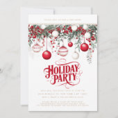 Invitation Boules décoratives rouges et blanches pour fêtes e (Devant)