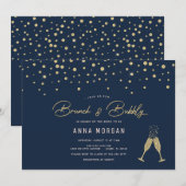 Invitation Boules d'or Brunch & Bubbly (Devant / Derrière)