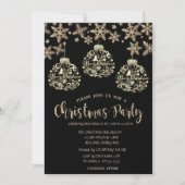 Invitation Boules d'or étincelantes Flocs de neige d'entrepri (Devant)