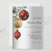 Invitation Boules d'or rouge argent affaires Noël fête (Devant)