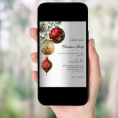 Invitation Boules d'or rouge argent affaires Noël fête