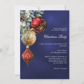 Invitation Boules d'or rouge bleu affaires Noël fête (Devant)